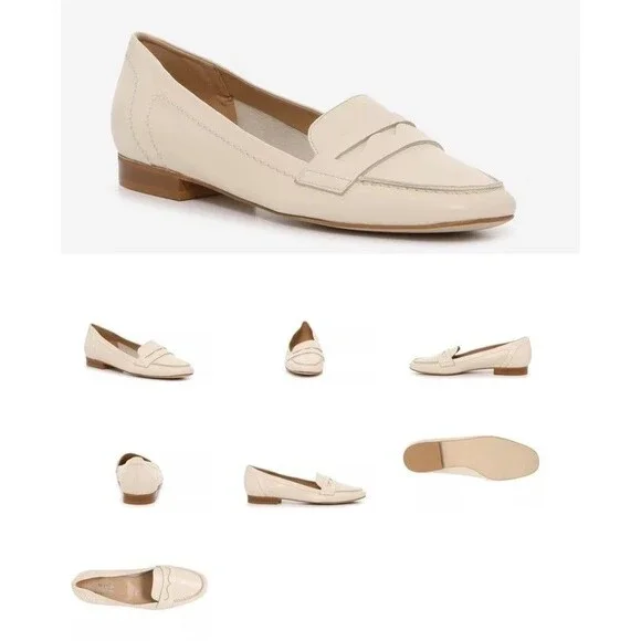 Coach And Four Dana Loafers Cream Leather Upper Slip-On Style Size 8 Italian - Picture 1 of 10